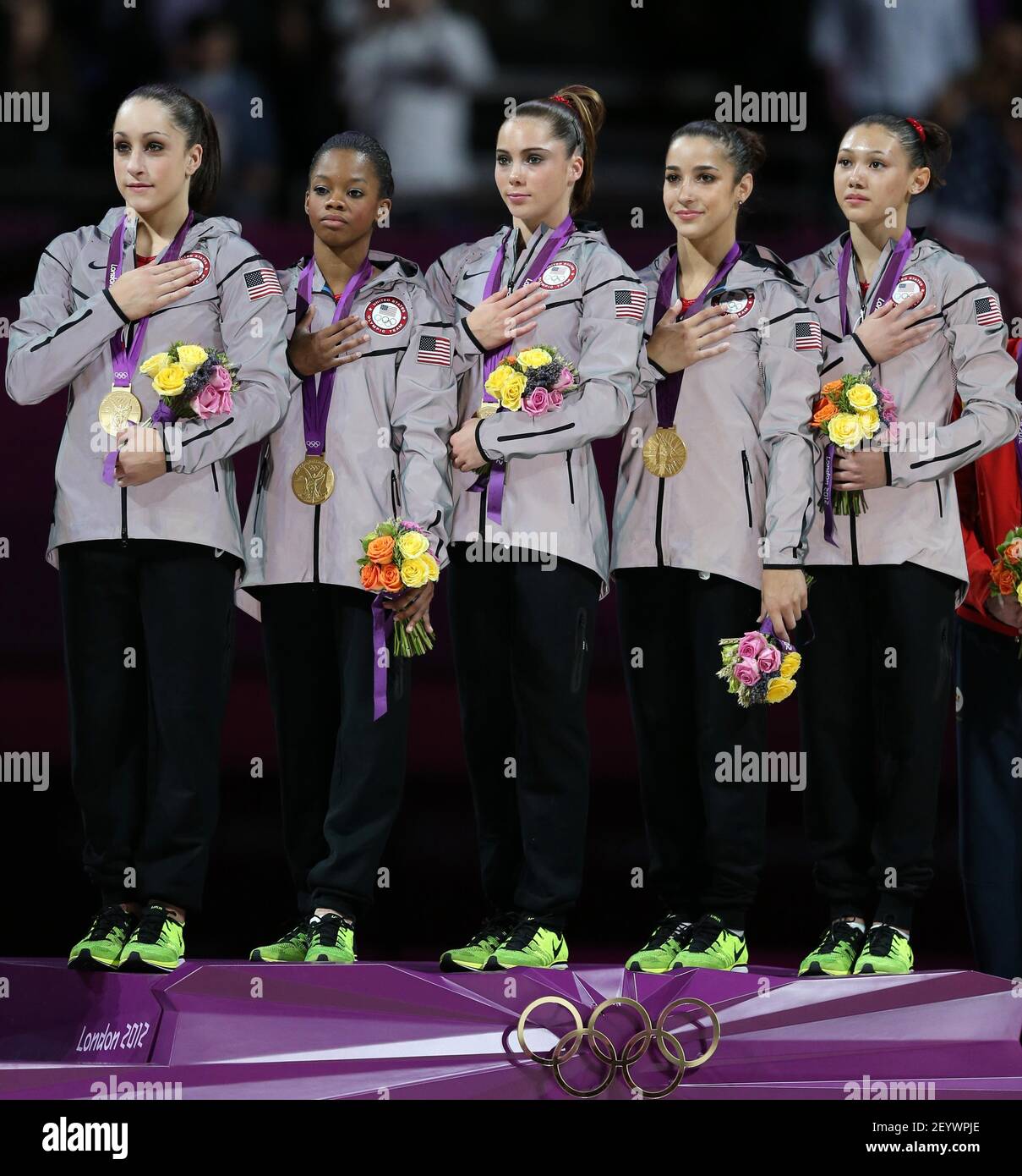 31 July 12 London Britain Gymnasts Of U S Pose At The Awarding Ceremony Of Gymnastics Artistic Women S Team Competition At London 12 Olympic Games In London Britain July 31 12 31 July 12 London Britain Gymnasts Of U S Pose At The Awarding Ceremony Of Gymnastics Artistic Women S Team Competition At London 12 Olympic Games In London Britain July 31 12