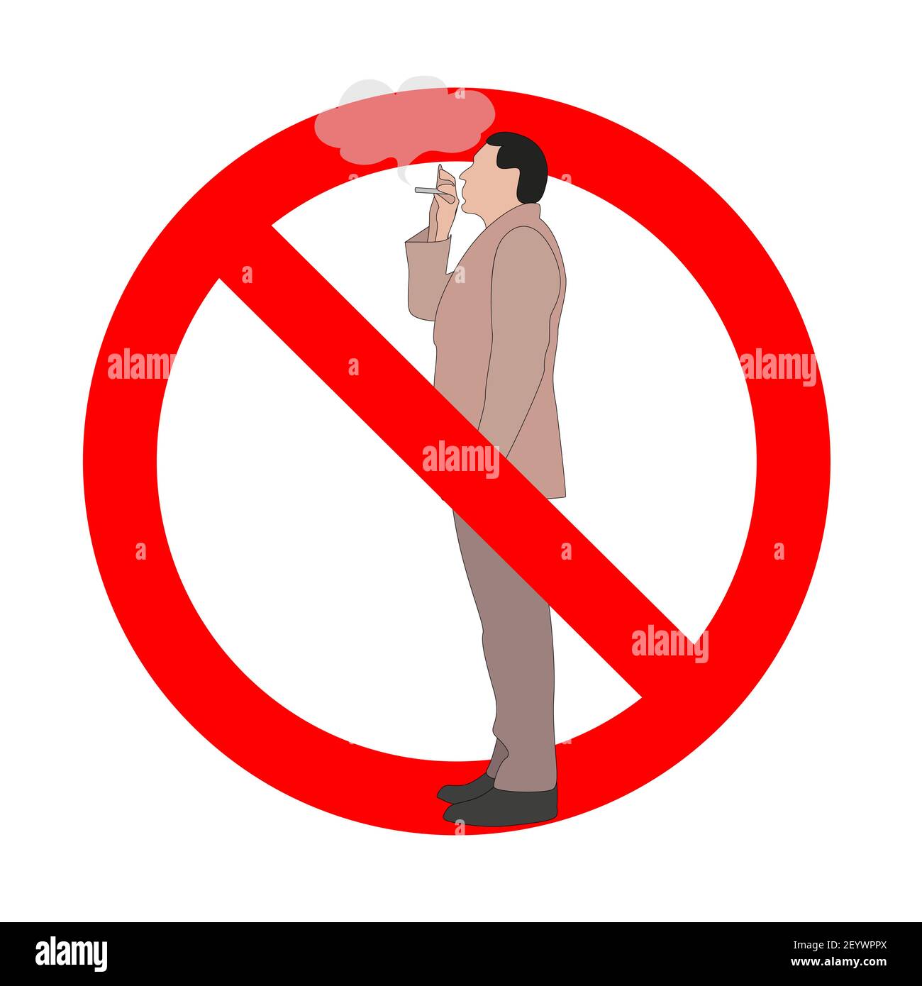 Banned smoking area zone, no smoke sign. Vector danger smoking