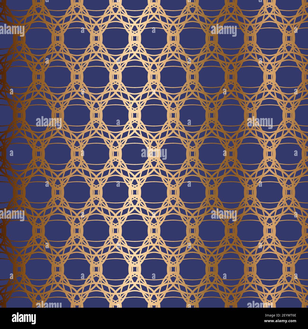 Abstract vector oriental seamless golden pattern. Blue background. Stock Vector