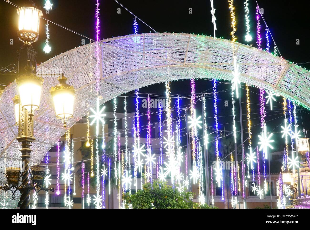 Christmas lights in Algeciras, Spain Stock Photo