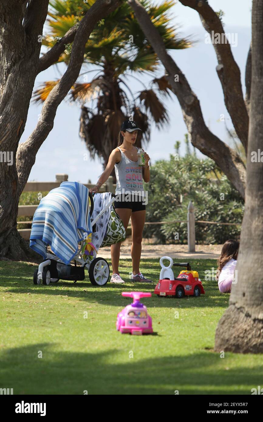 30 August 2012 Santa Monica, CA Alessandra Ambrosio plays with son