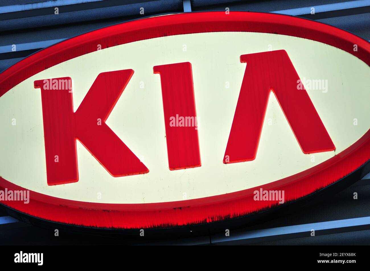 30 August 2012 Langley, B.C., Canada The Kia logo is seen on the