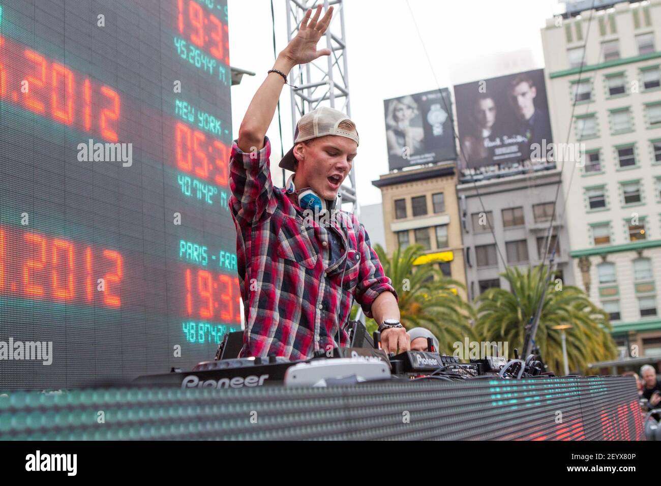 4 September 2012 - San Francisco, California - Denim & Supply Ralph Lauren  and Macy's Present DJ / Producer Avicii Live at San Francisco's Union  Square Park. Photo Credit: Hardy Wilson/DrewAltizerPhotography/Sipa USA