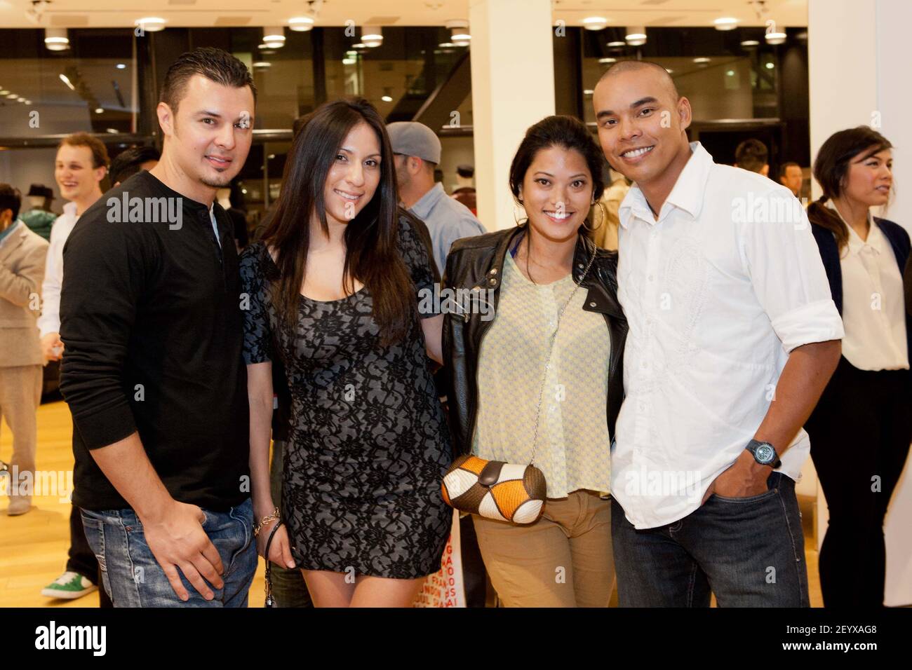 Juan Huezo Cristina Tapia Sheila Navarro Ian Henry 6 September 12 San Francisco California Uniqlo Opens San Francisco Pop Up Experience Photo Credit Laura Mortin Drew Altizer Sipa Usa Stock Photo Alamy