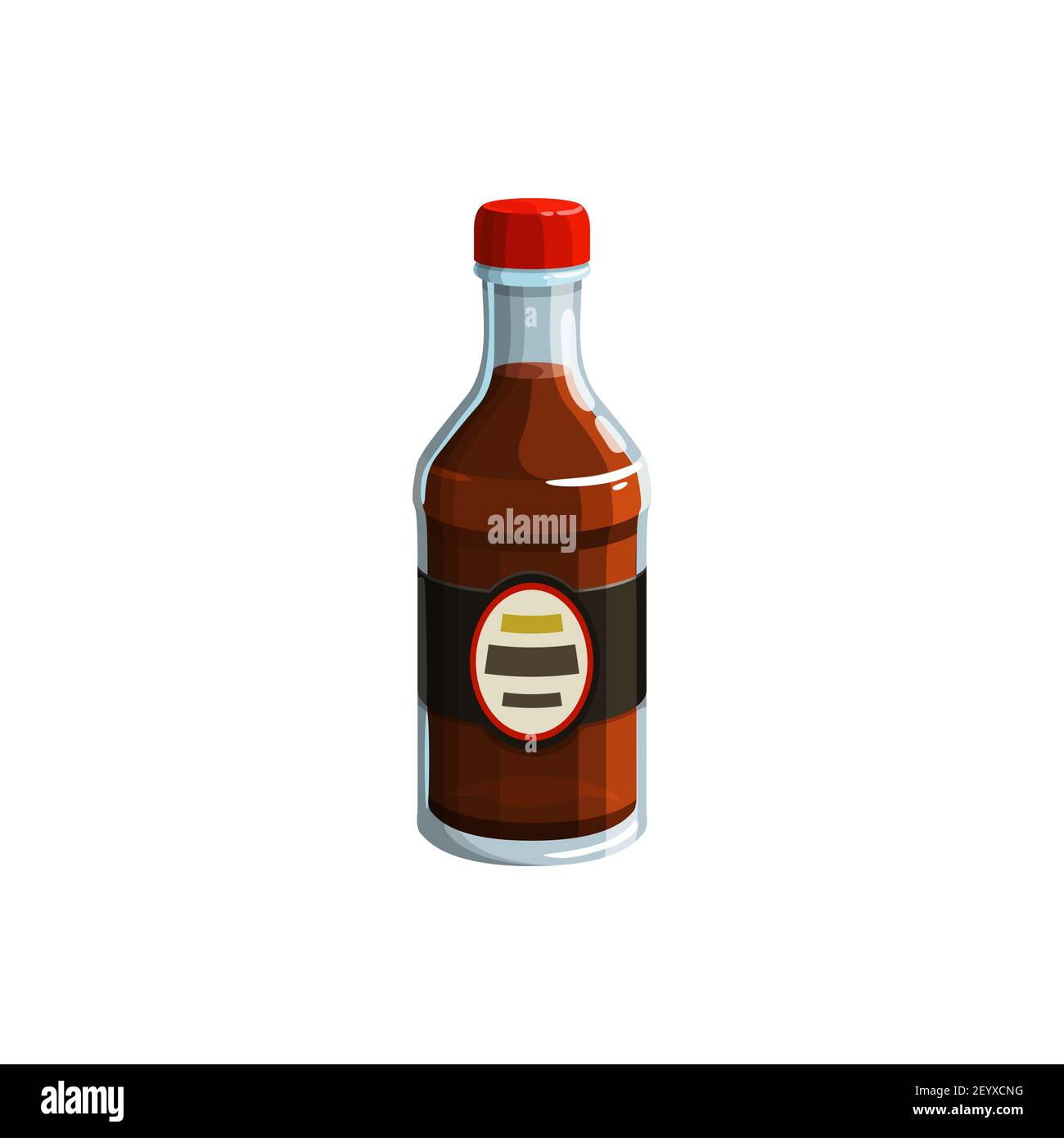 Glass bottle of soy sauce isolated japanese cuisine food realistic icon
