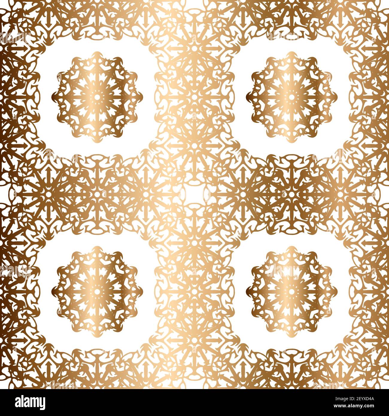 Golden snowflakes seamless vector pattern. Abstract background Stock Vector