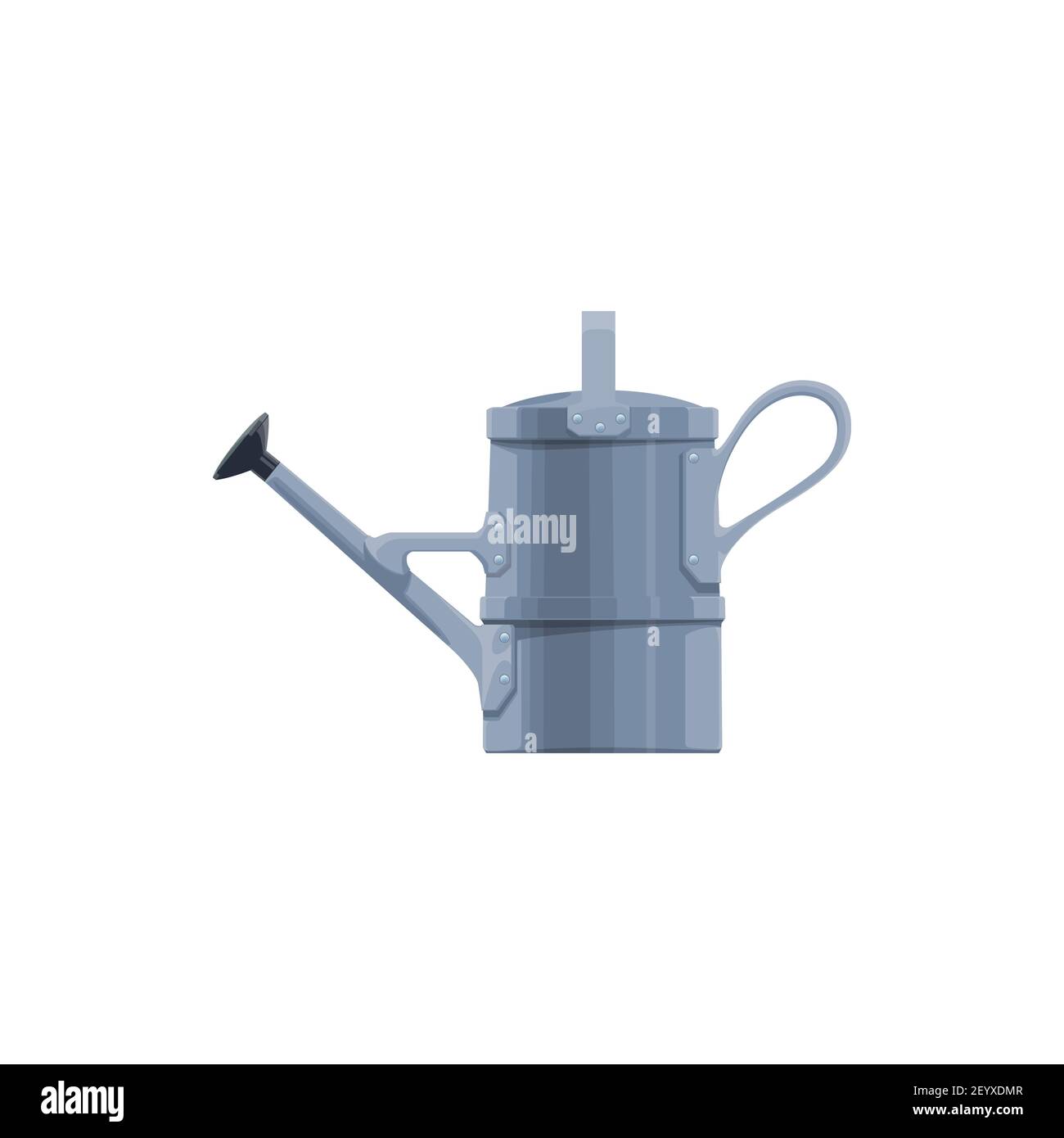 Garden watering can vector icon. Old metal pot for gardening works