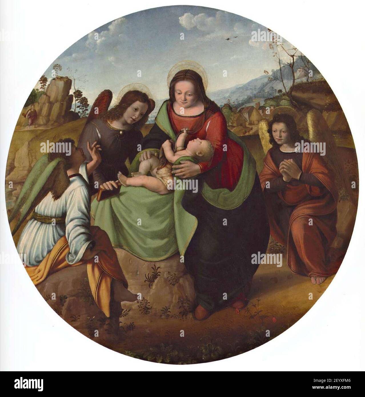 Piero di Cosimo - Madonna con Bambino e angeli, Collezione privata, Parigi. Stock Photo