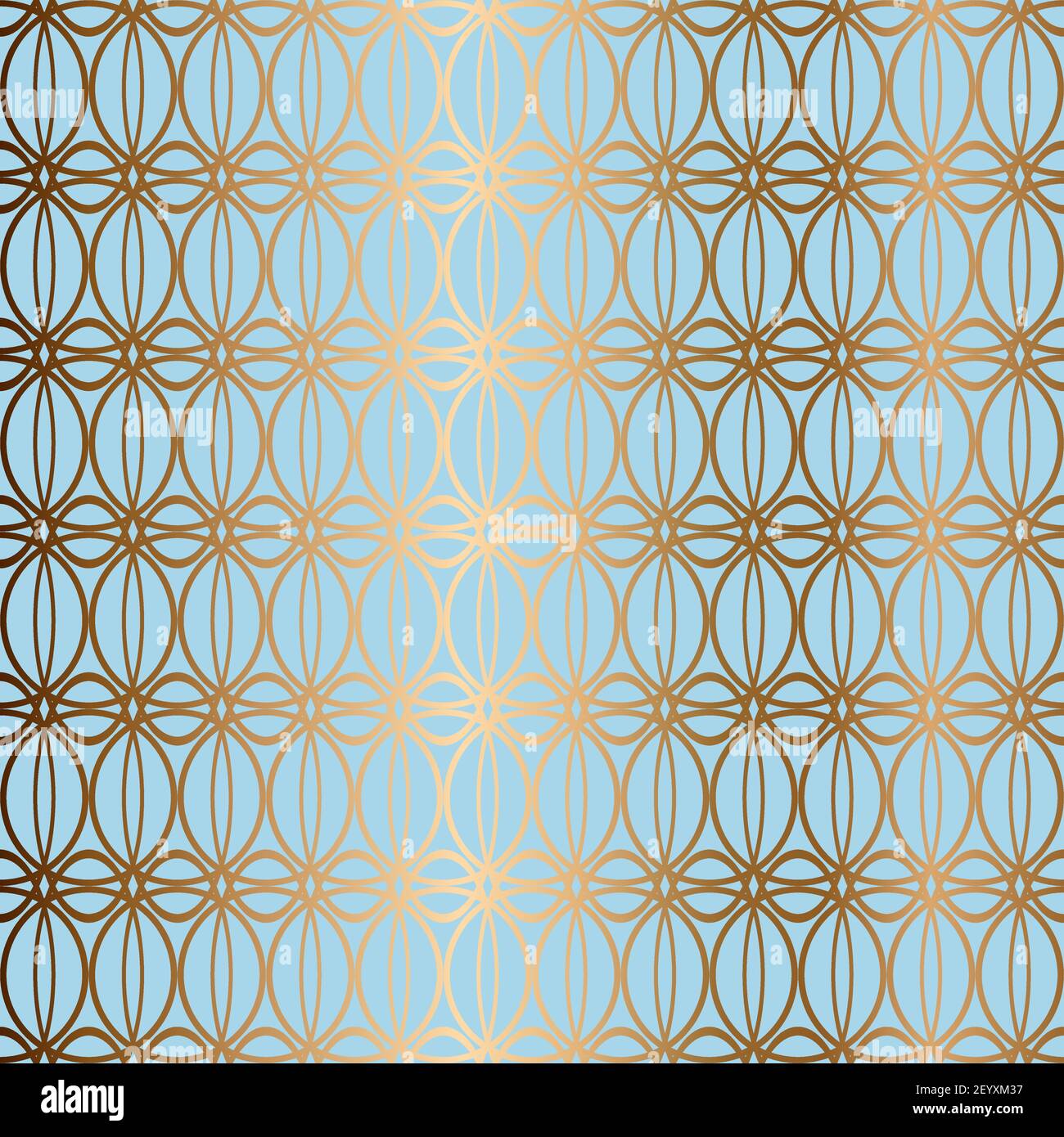 Abstract vector oriental seamless golden pattern. Blue background. Stock Vector