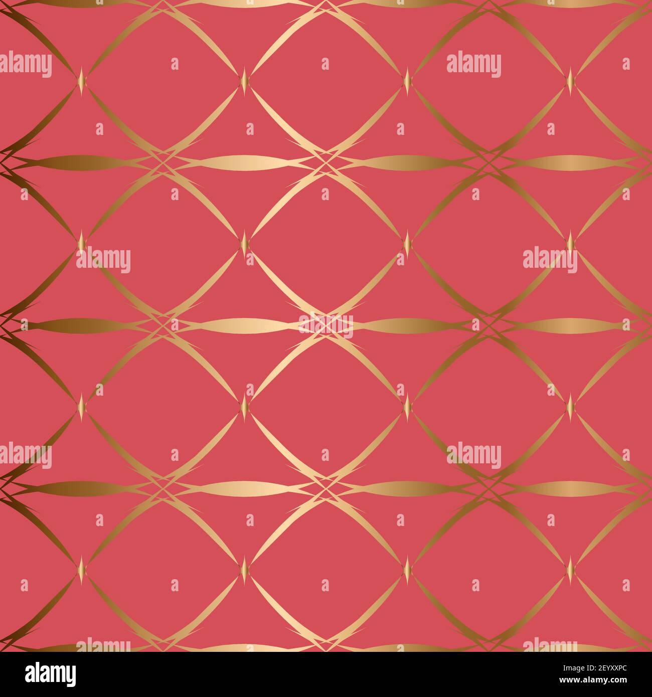 Abstract vector geometric seamless golden pattern. Pink, coral, salmon, peachy background. Stock Vector