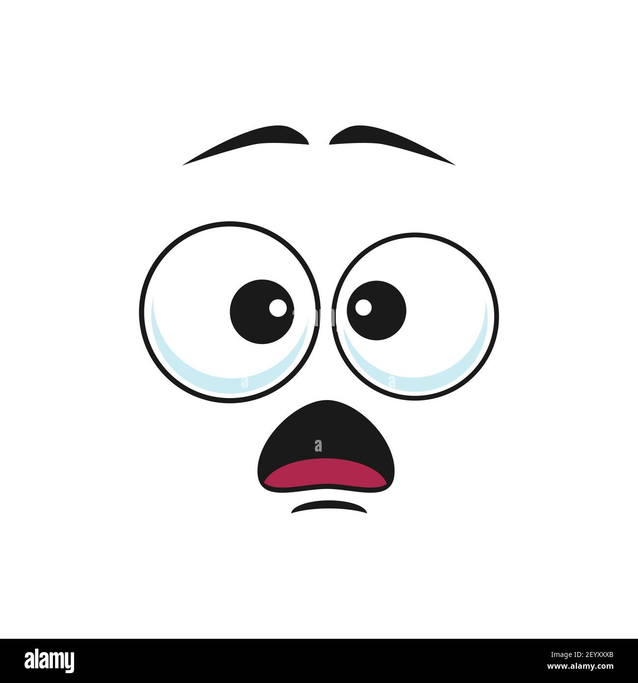 Surprised cartoon face vector icon, funny emoji, astonished facial expression with wide open mouth and goggle eyes, feelings isolated on white backgro Stock Vector