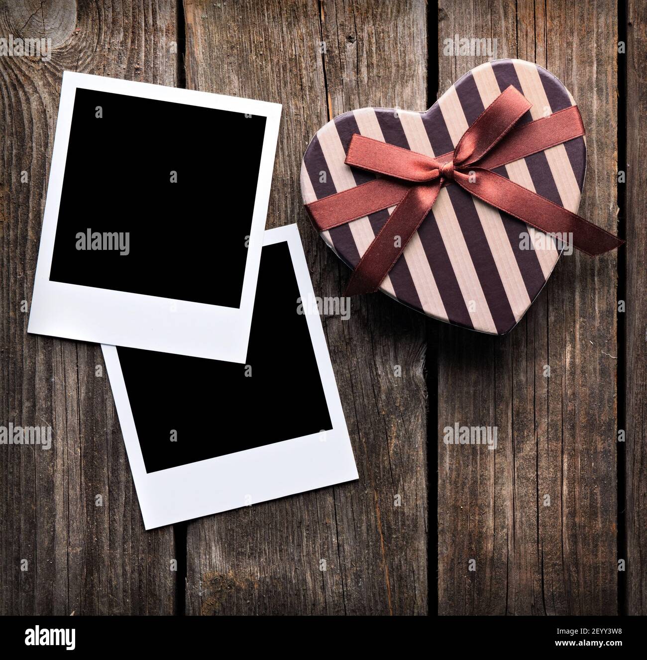 Blank instant photo frames with heart Stock Photo