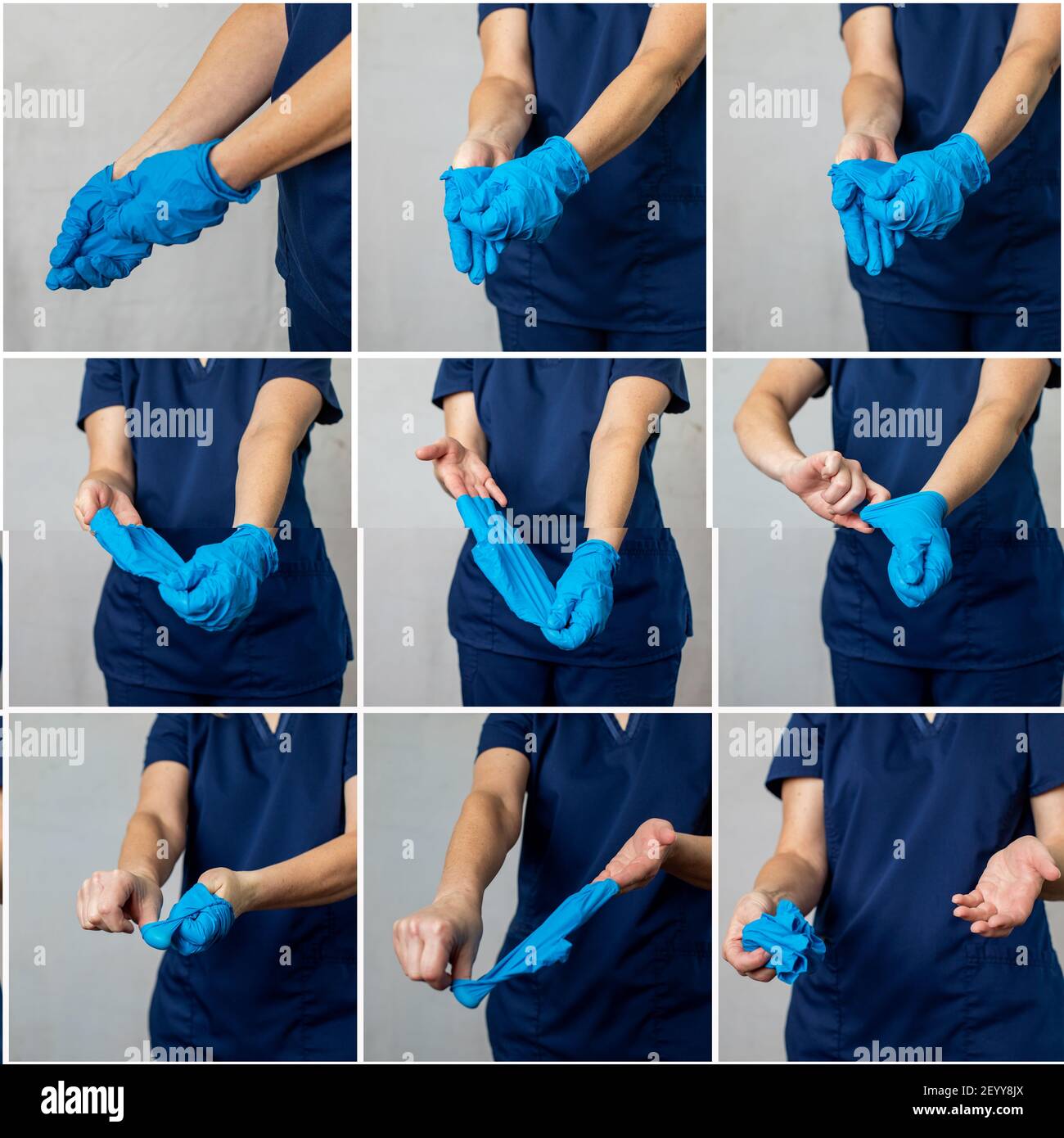 Proper medical rubber latex glove removal for safety Stock Photo Alamy
