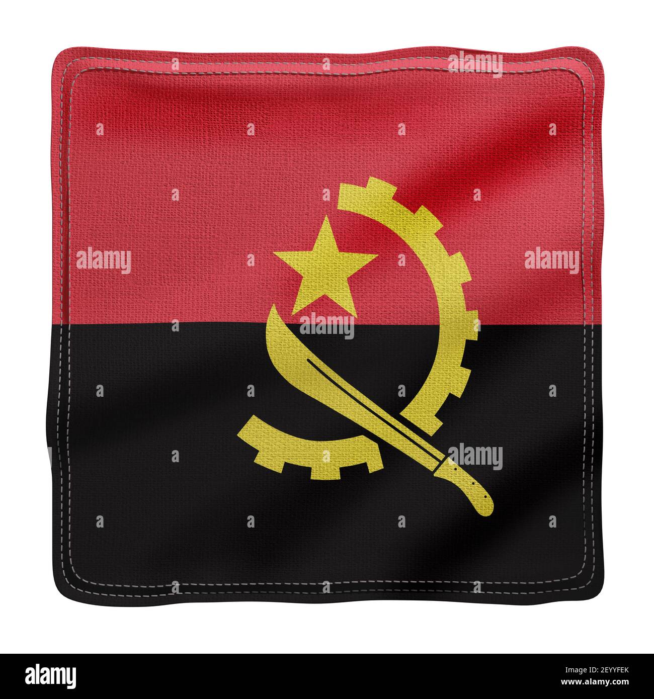 3d rendering of a textured fabric national Angola flag isolated on ...