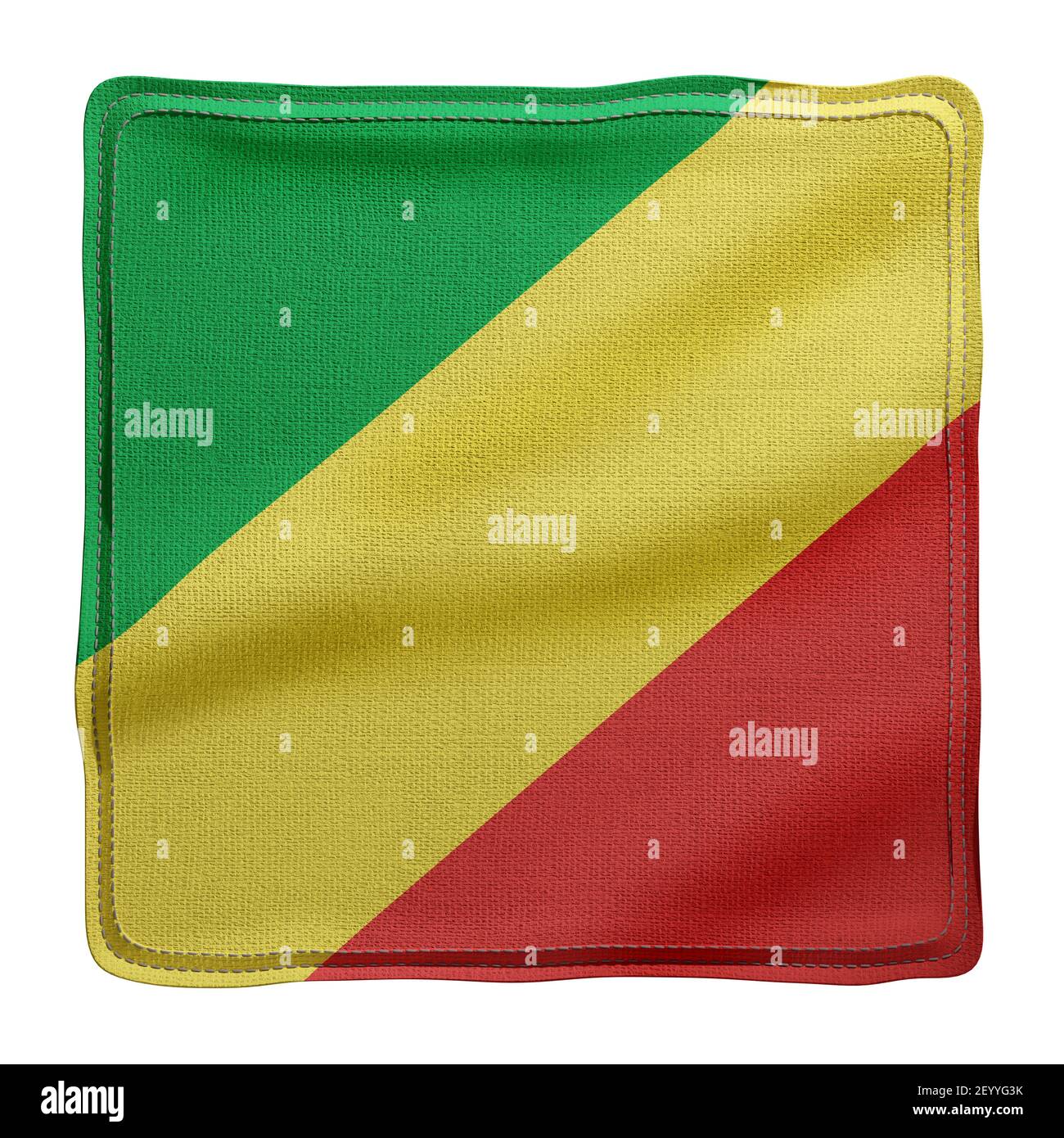 3d rendering of a textured fabric national Republic of Congo flag ...