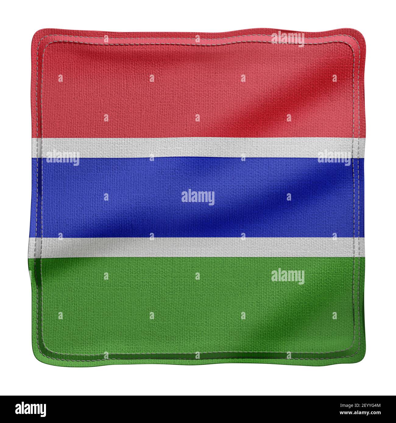 3d rendering of a textured fabric national Gambia flag isolated on ...