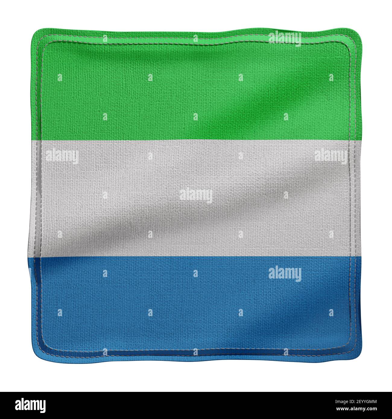 3d rendering of a textured fabric national Sierra Leone flag isolated ...
