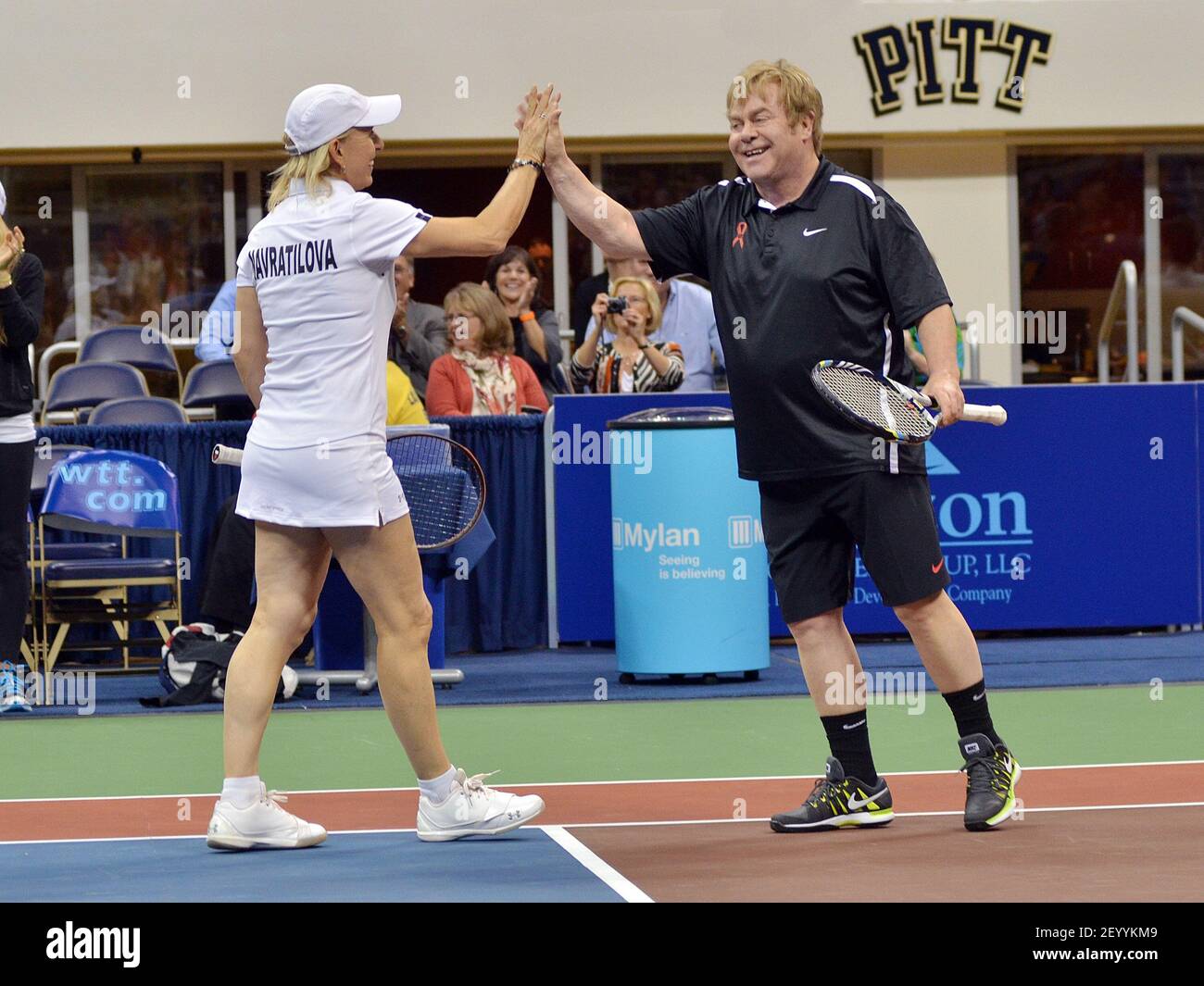 16 October 2012 - Pittsburgh, PA - Music legend SIR ELTON JOHN and tennis  legend MARTINA NAVRATILOVA participated at the Mylan WTT Smash Hits World  Team Tennis Match held at the Petersen