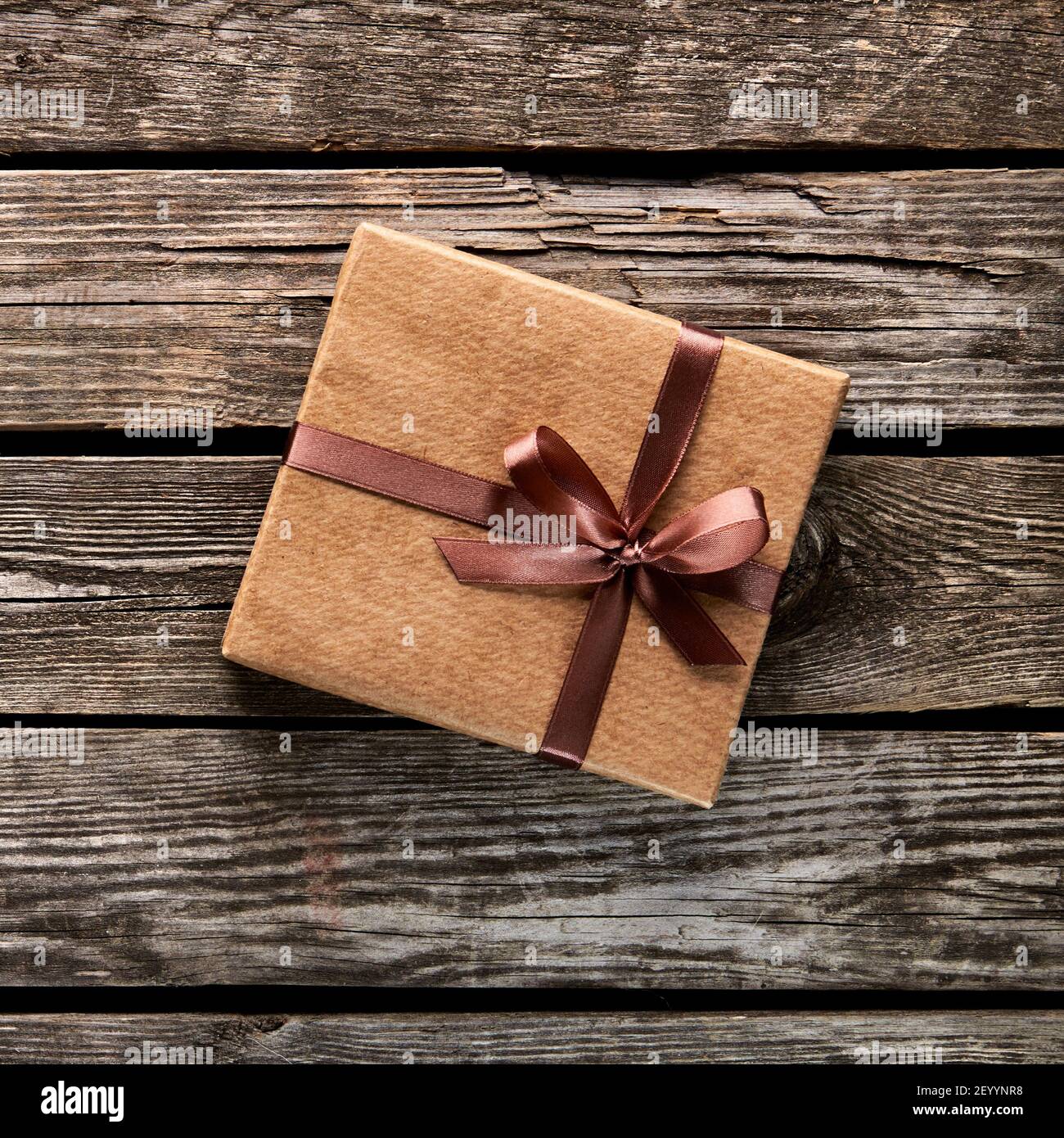 Vintage gift box on wooden background Stock Photo