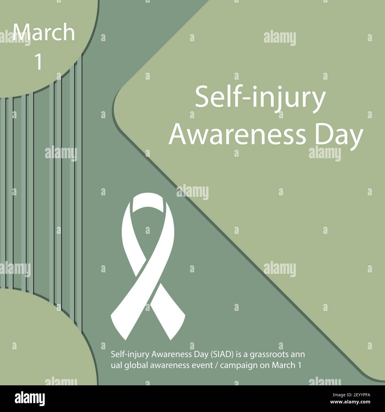 Self-injury Awareness Day (SIAD) is a grassroots annual global awareness event / campaign on March 1 Stock Vector