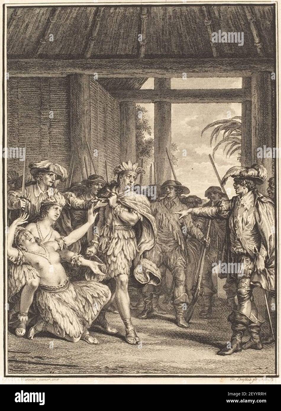 Pierre Duflos - Christophe Colomb faisant saisir le cacique de Guanahani.. Stock Photo