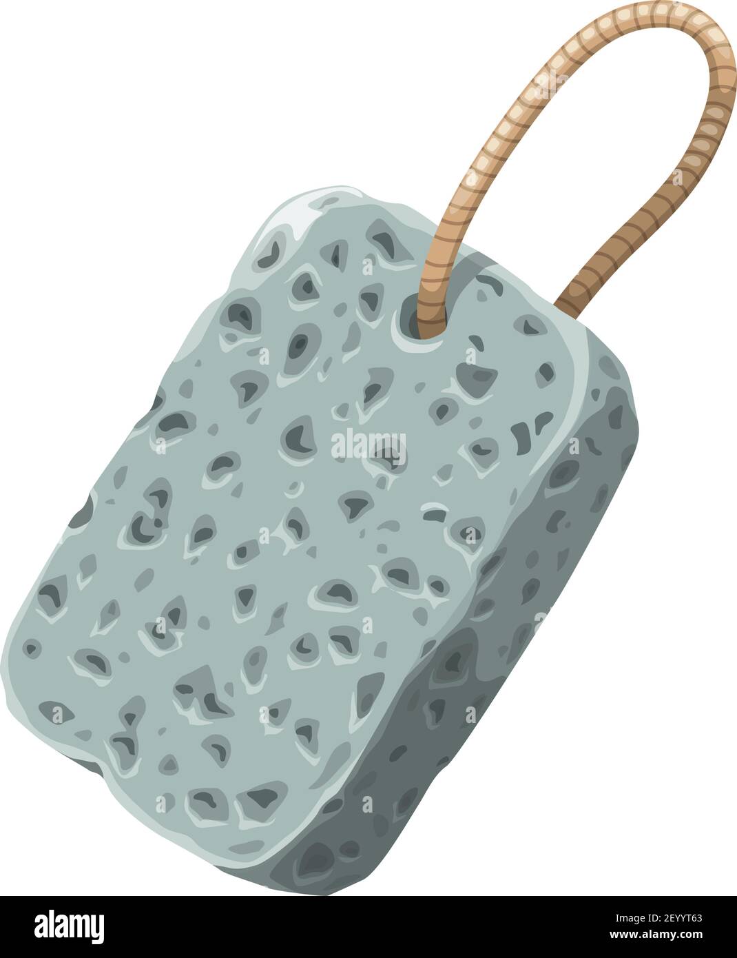 Foot pumice sponge isolated stone file with attached string. Vector