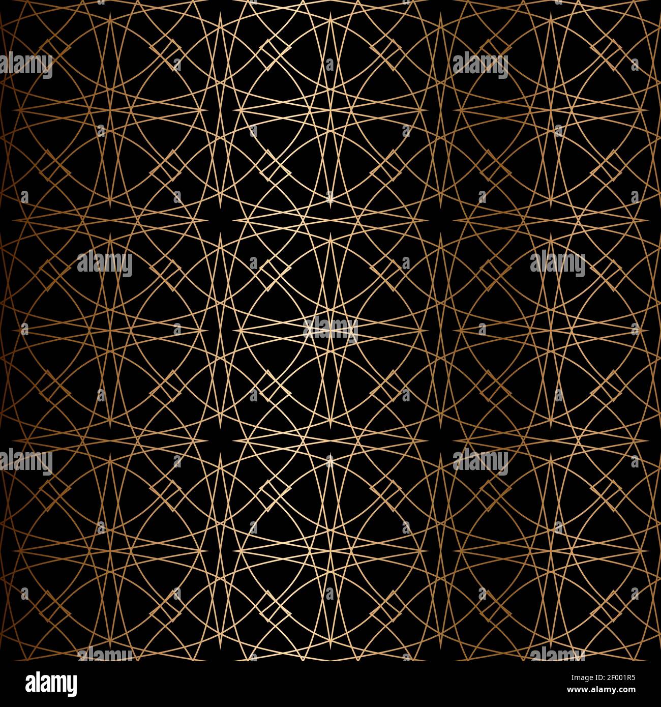 Abstract vector ornamental seamless golden pattern. Black background. Stock Vector