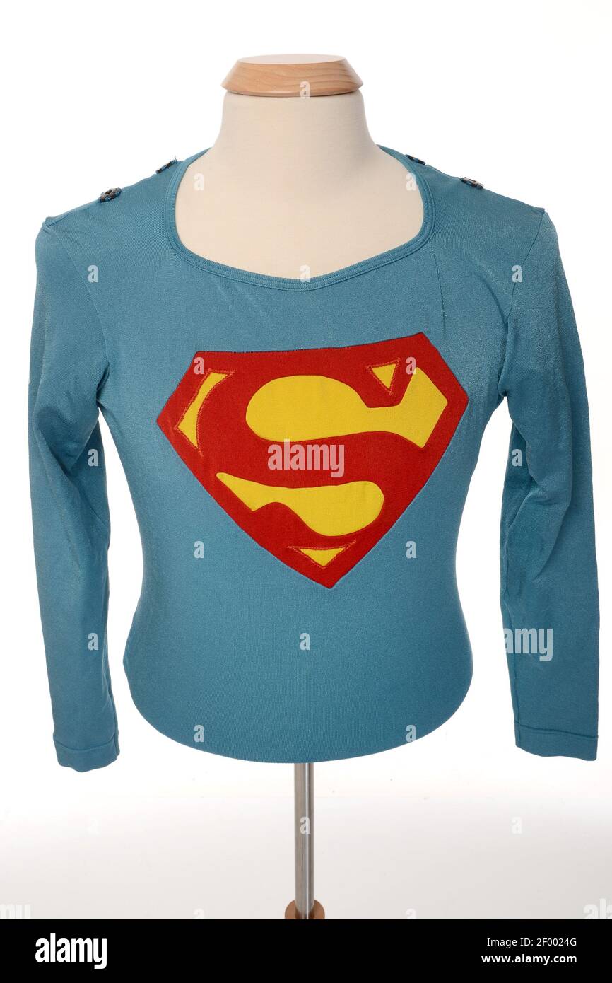 29 October 2012 - New York - Christopher Reeve's "Superman" shirt worn in  the 1987 "Superman IV: The Quest for Peace" film part of Julian's Auctions  Hollywood Most Iconic Costumes collection which