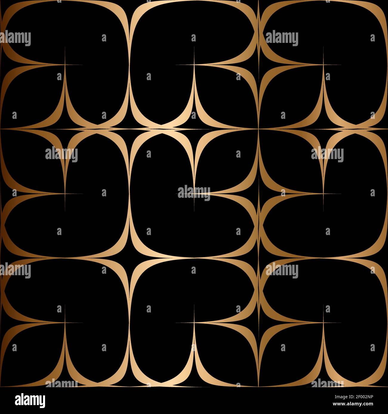 Abstract vector ornamental seamless golden pattern. Black background. Stock Vector
