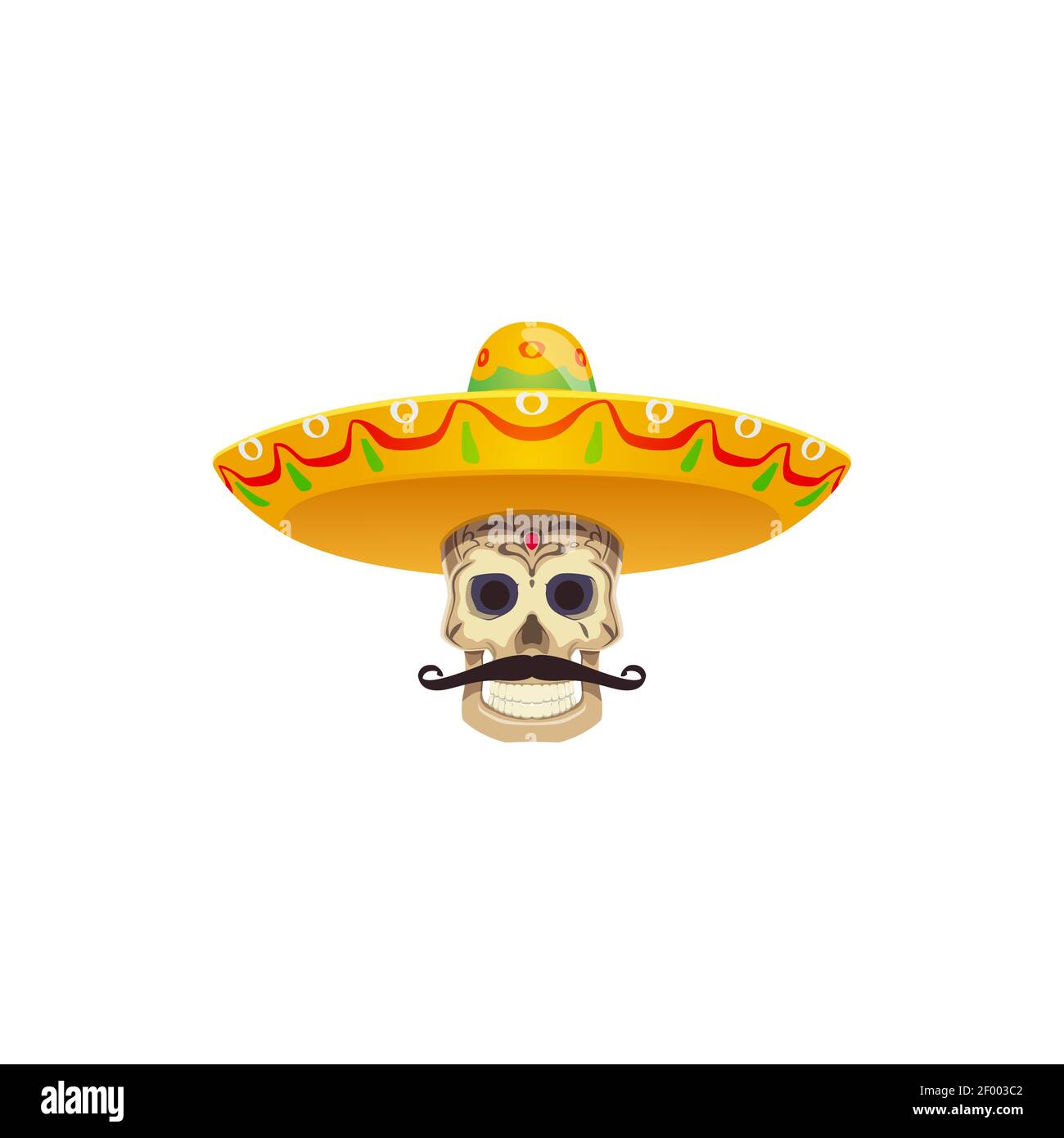 Skull with moustaches and sombrero hat 