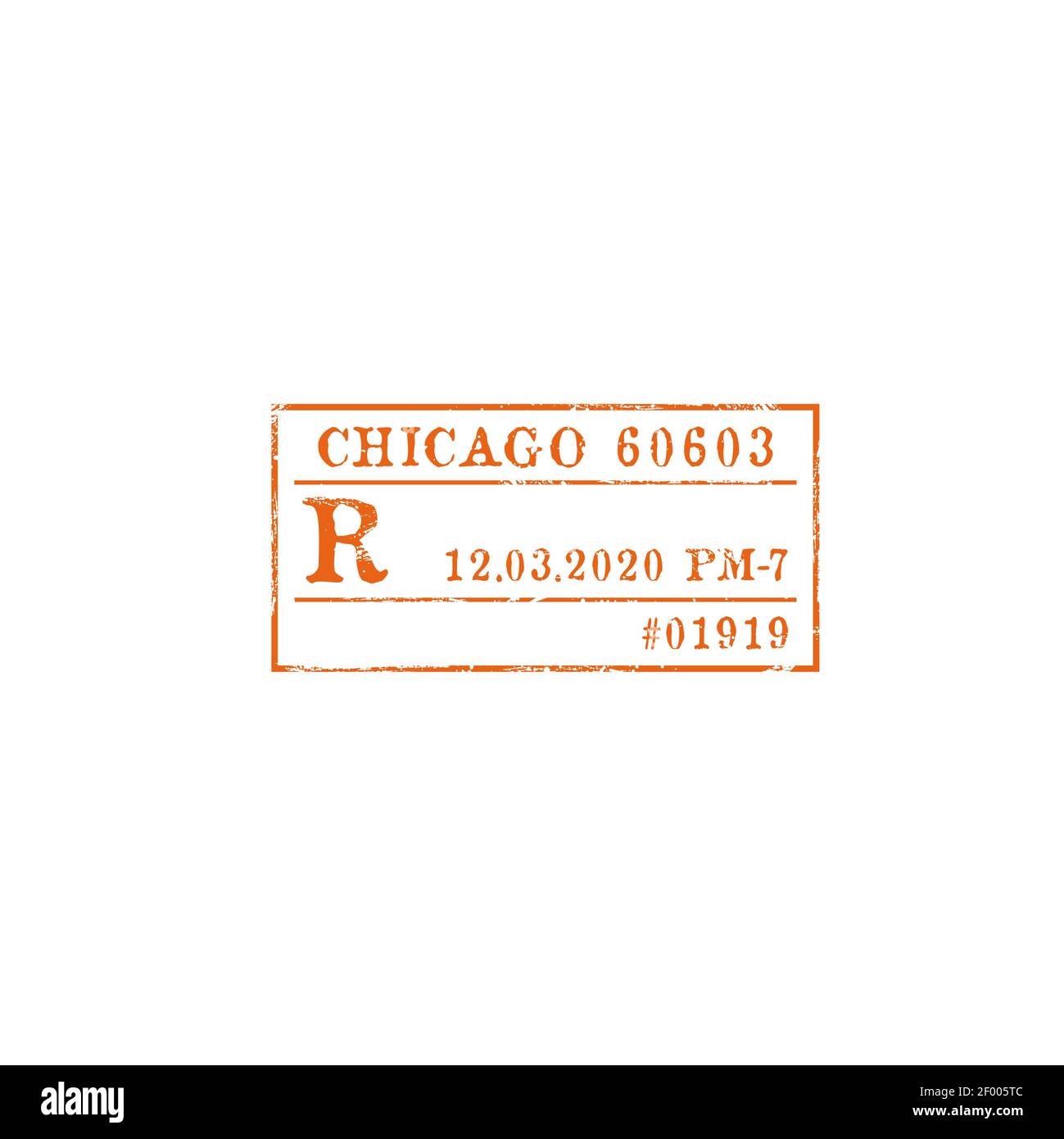 Chicago postage stamp isolated express delivery sign. Vector vintage