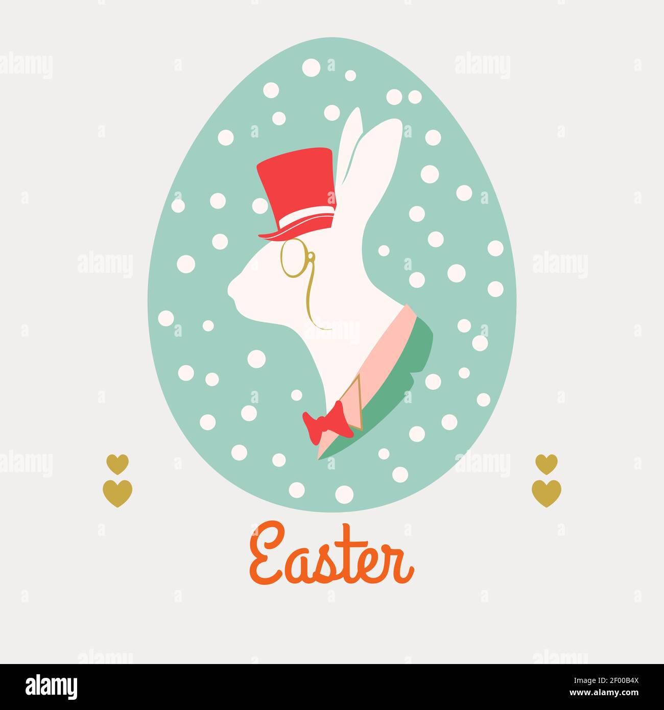Easter card with easter eggs and easter bunny. Vector illustration ...