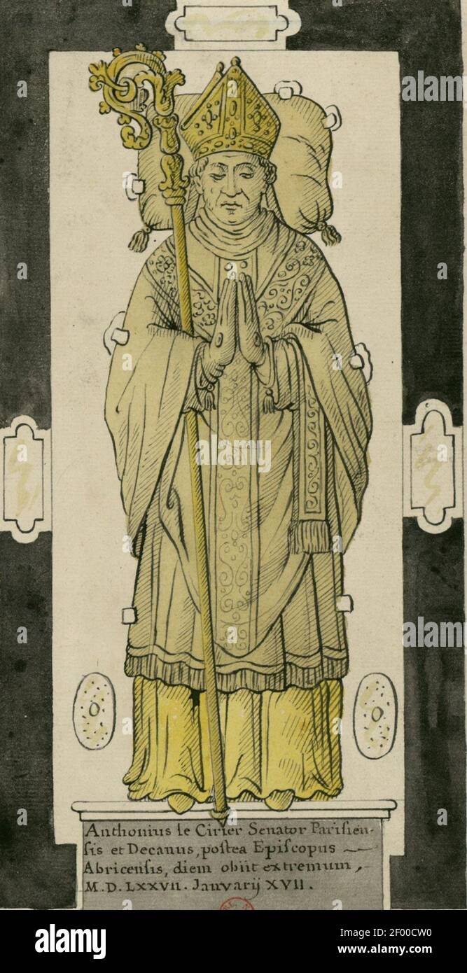 Pierre tombale d'Antoine Le Cirier (cropped Stock Photo Alamy