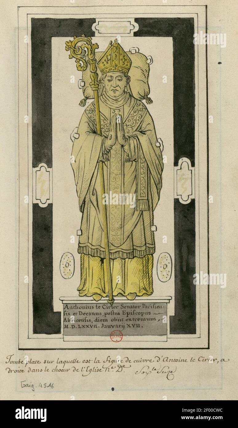 Pierre tombale d'Antoine Le Cirier (original Stock Photo Alamy