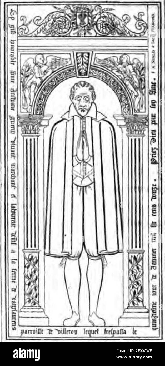 Pierre tombale Anthoine Guerin - 1612. Stock Photo