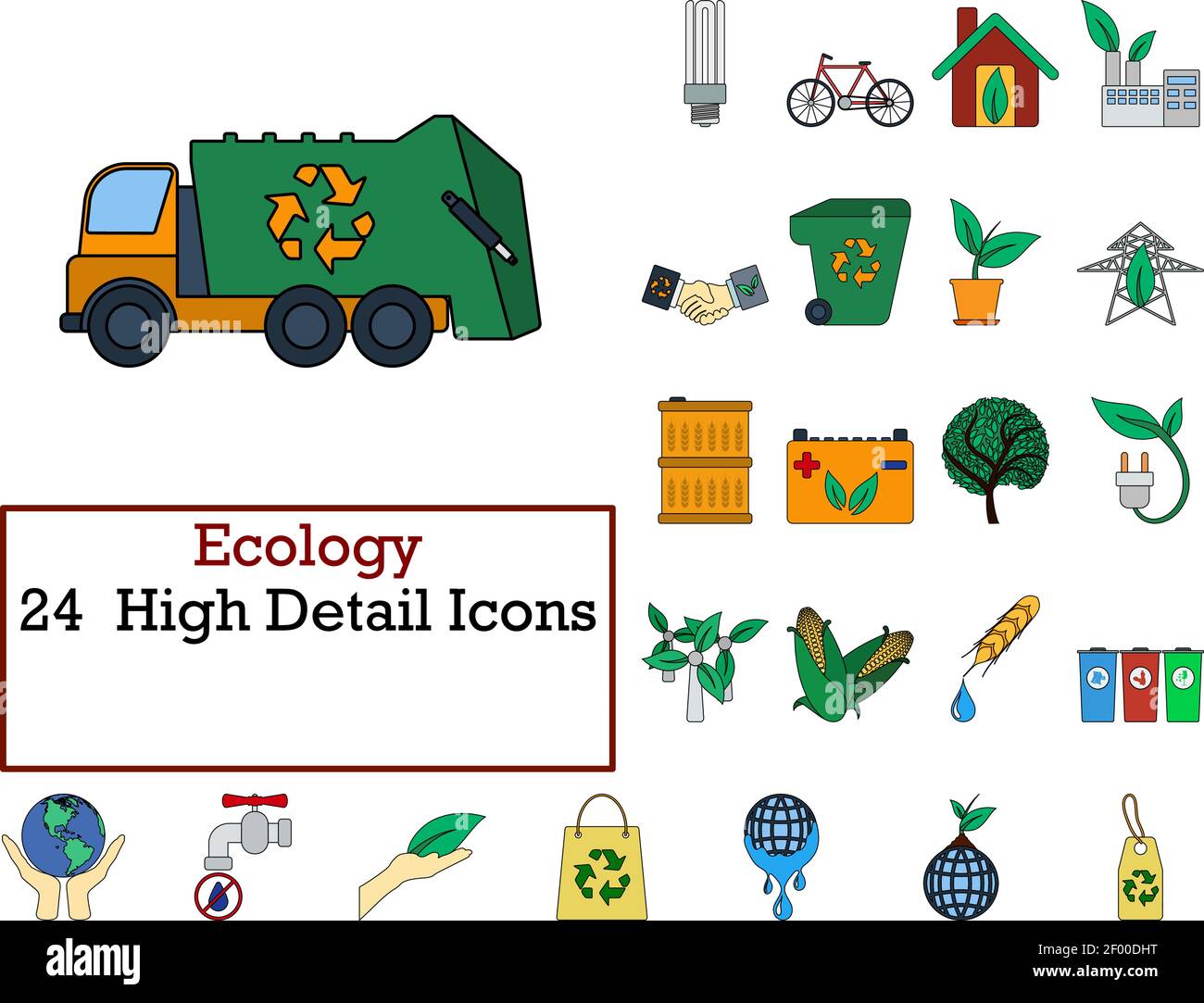 Ecology Icon Set. Flat Color Outline Design With Editable Stroke ...