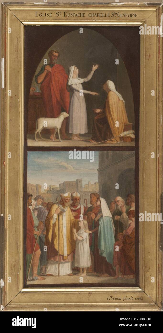 Pierre-Auguste Pichon - Esquisse pour l'église Saint-Eustache , Sainte Geneviève guérit sa mère aveugle. Saint Germain d'Aux Stock Photo