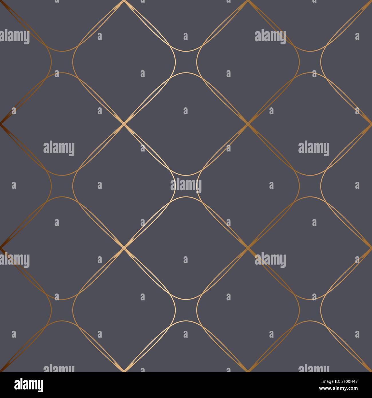 Abstract vector geometric seamless golden pattern. Blue turquoise background. Stock Vector
