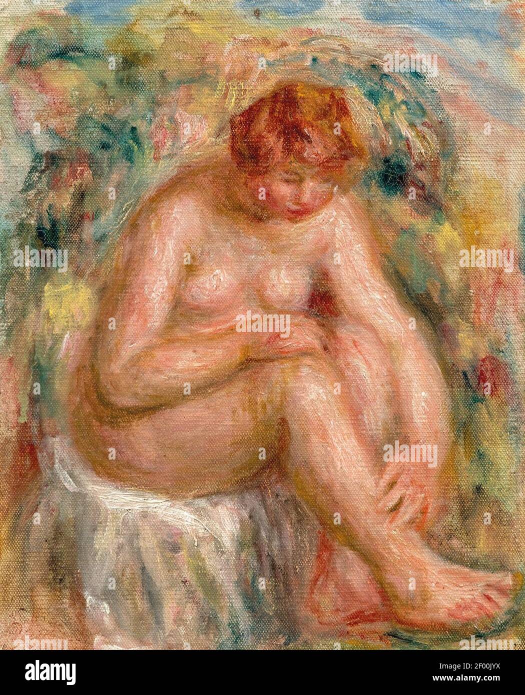 Pierre-Auguste Renoir - Femme nue assise vue de trois-quarts. Stock Photo