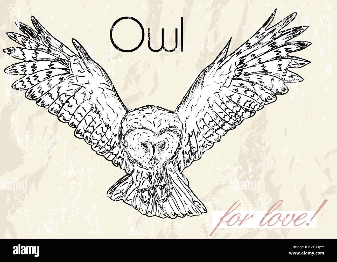 Poster with owl. Vintage style Stock Photo - Alamy