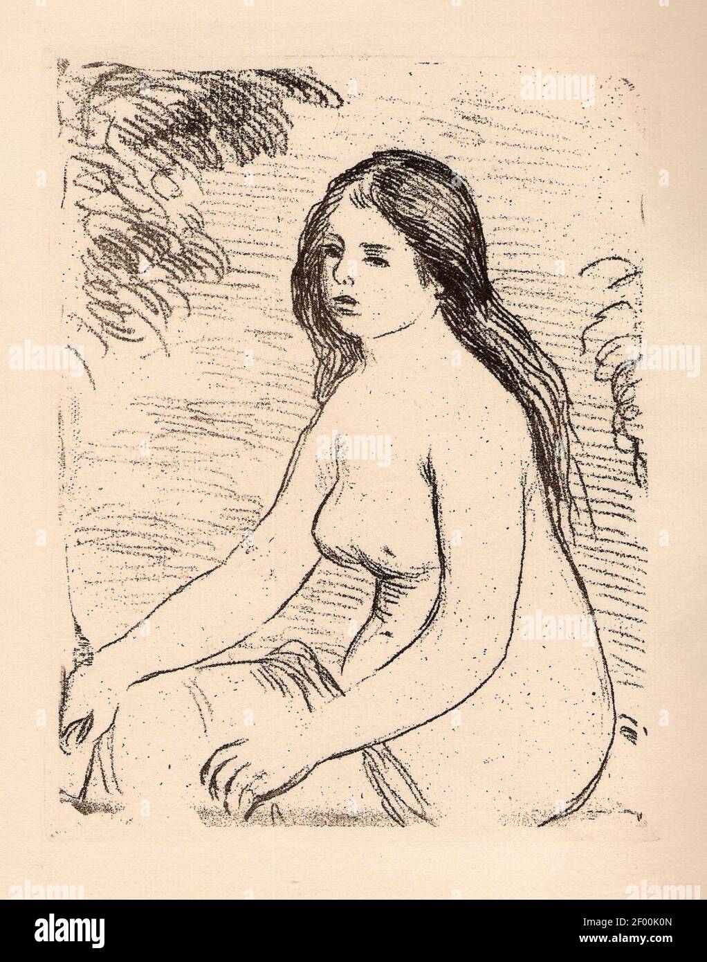 Pierre-Auguste Renoir - Femme nue assise - Litho. Stock Photo