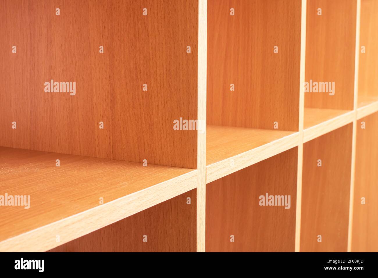 Wooden empty shelves in the sunlight close up Stock Photo Alamy