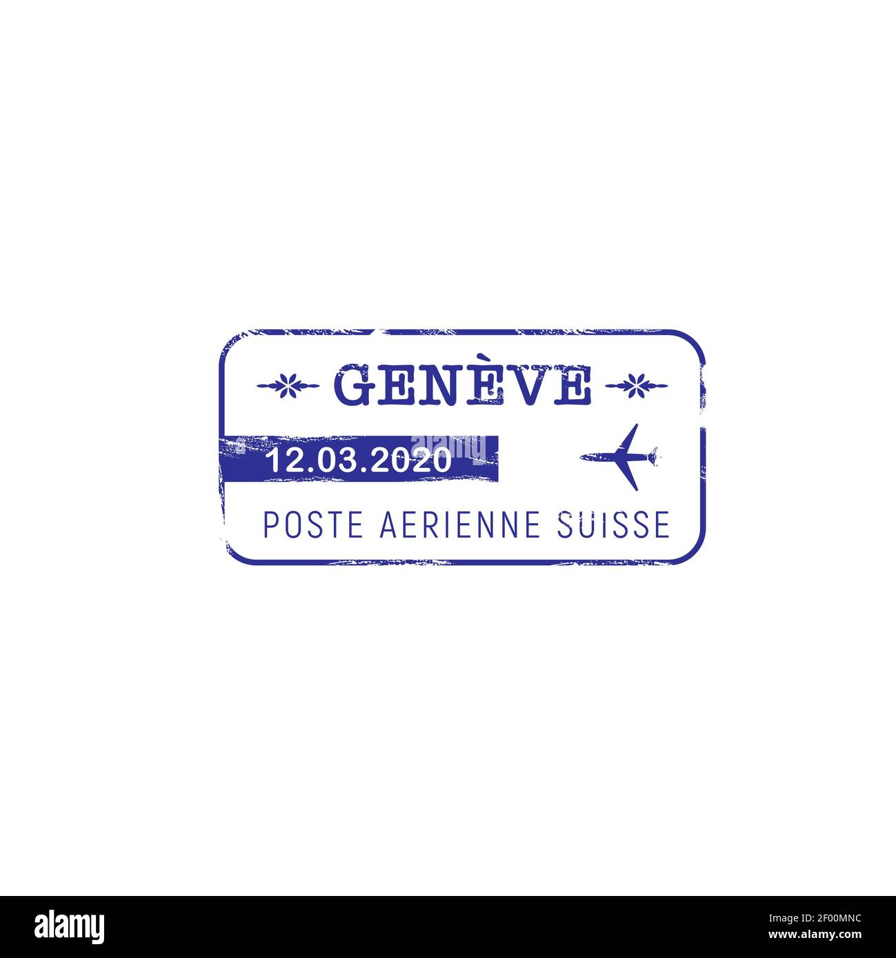 Travel stamp isolated airport of Geneva sign. Vector mark on post correspondence, airmail grunge sign. Postage stamp from Switzerland European country Stock Vector