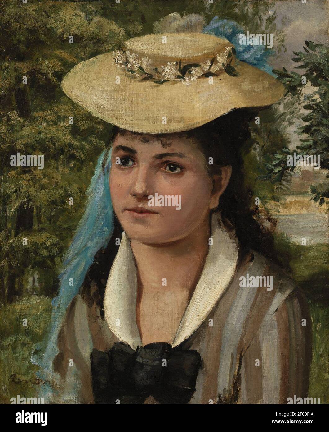 Pierre-Auguste Renoir - Lise in a Straw Hat (Jeune fille au chapeau de paille) Stock Photo