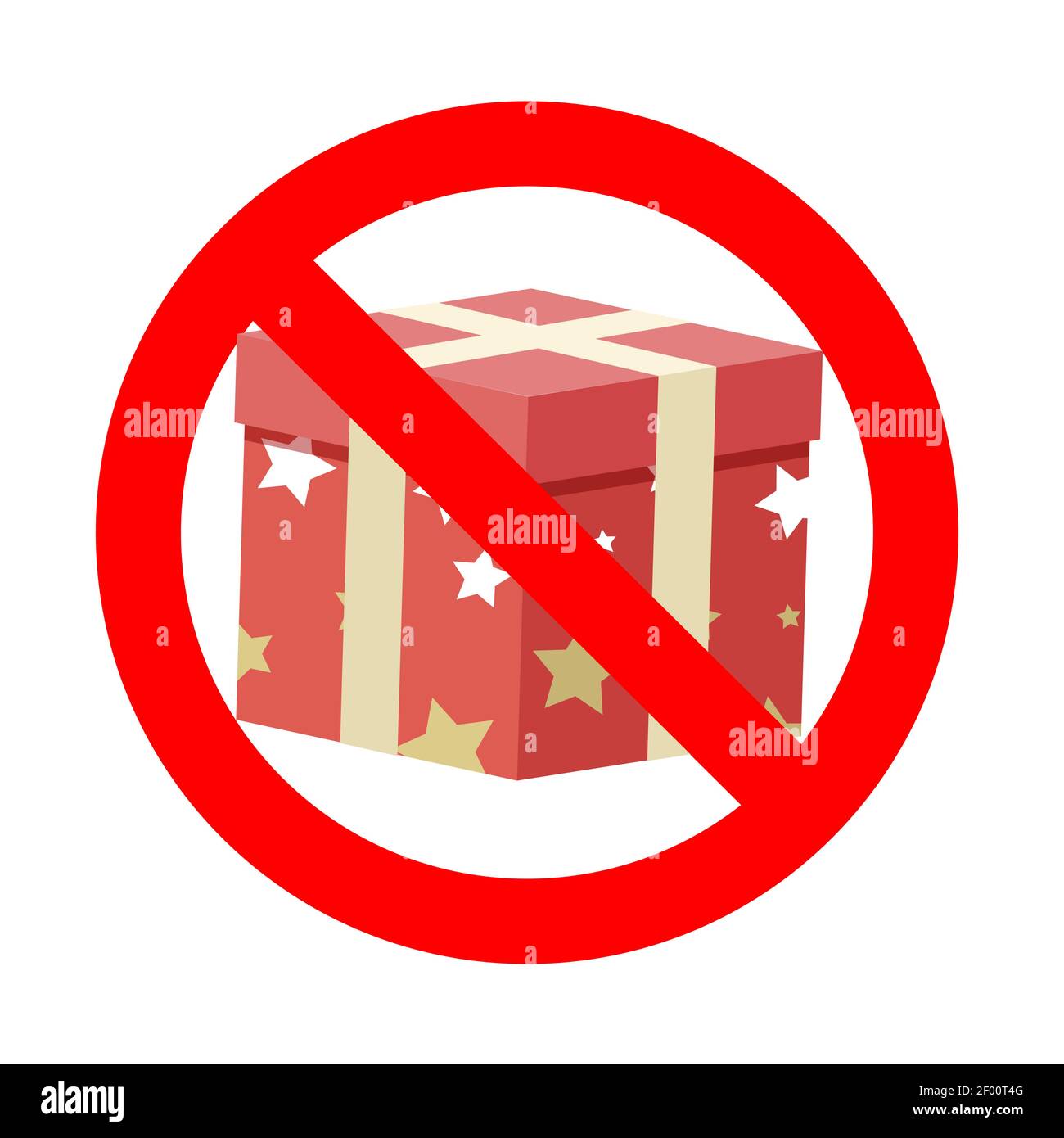 Banned gift icon symbol badge. Vector prohibition banner, warning icon