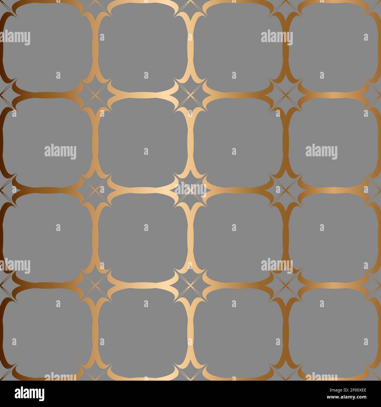 Abstract vector ornamental seamless golden pattern. Gray background. Stock Vector