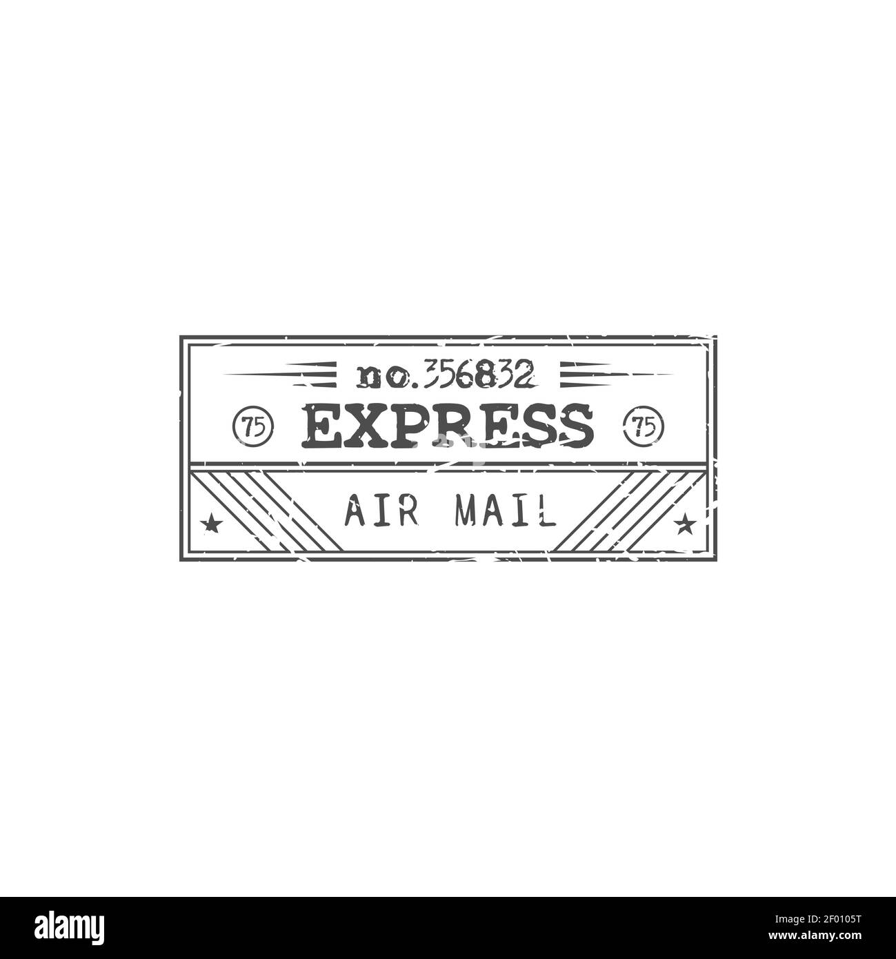 Express airmail priority stamp isolated grange post icon. Vector express mail symbol, prioritaire, air mail instructional mark on parcel. Rectangular Stock Vector