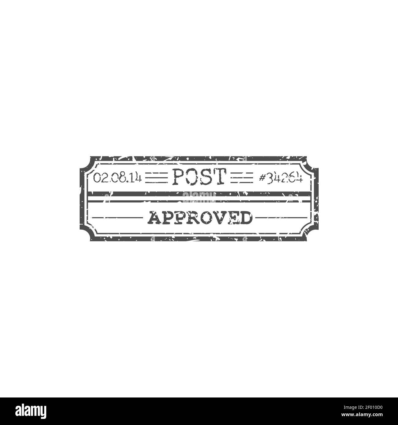 Approved post stamp isolated delivery sign with date and number. Vector