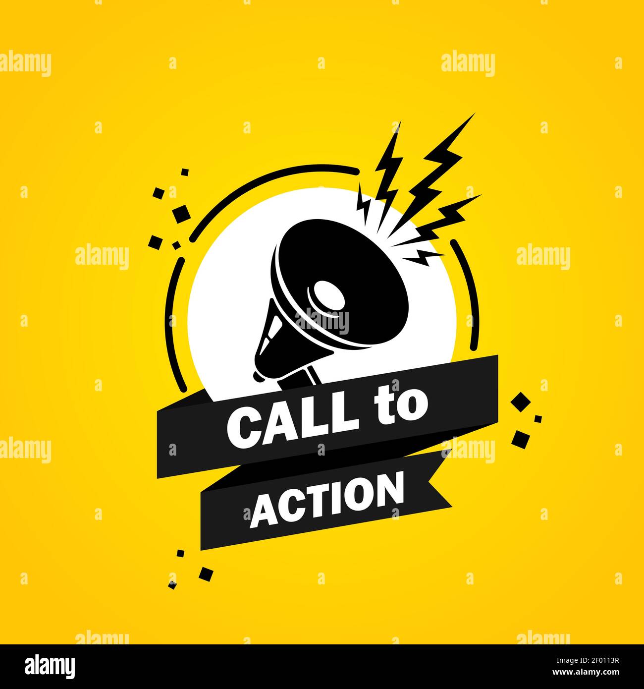 Megaphone with Call to action speech bubble banner. Loudspeaker. Label for business, marketing and advertising. Vector on isolated background. EPS 10. Stock Vector