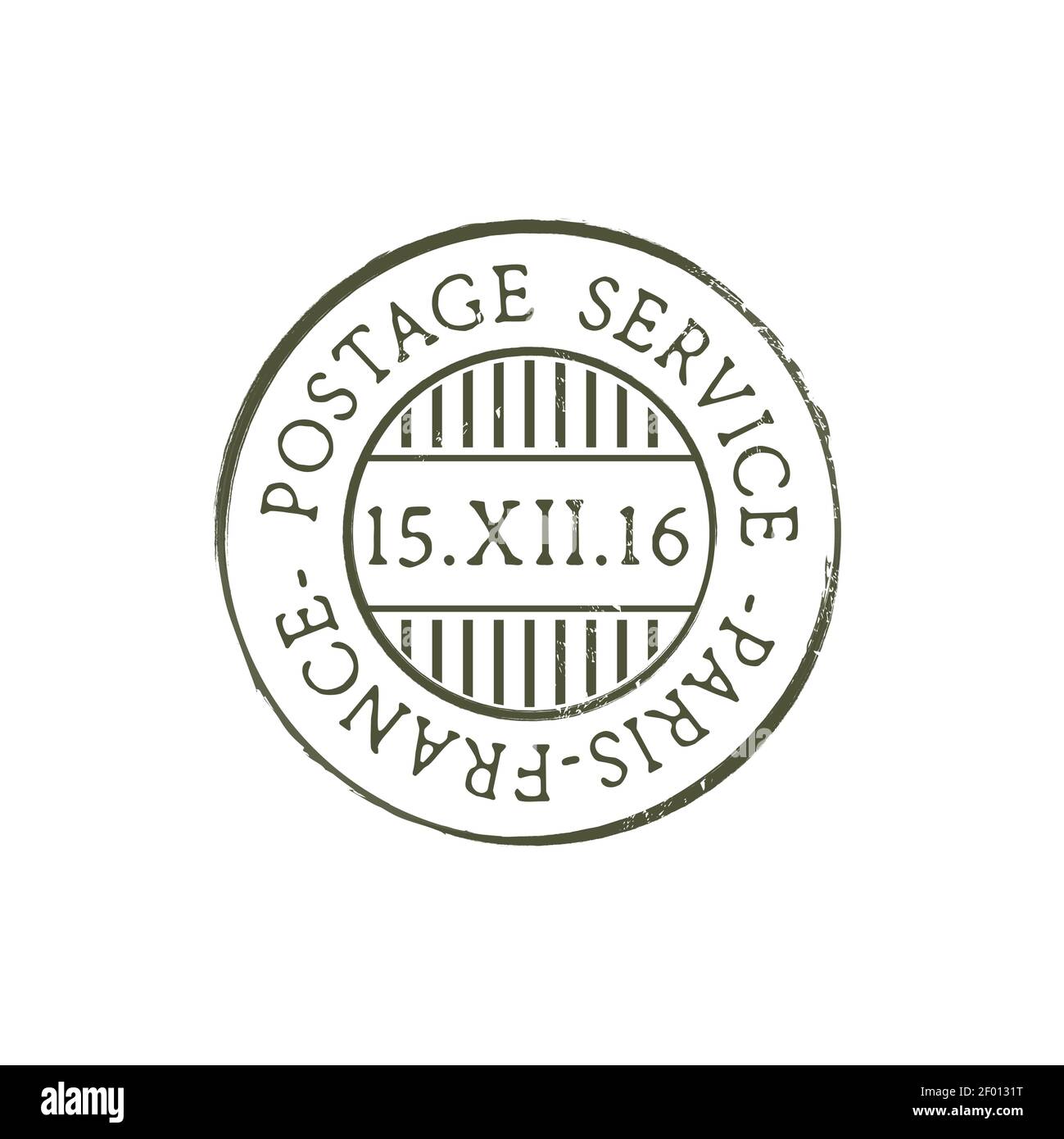Postage of Paris stamp isolated icon. Vector France postage sign, grunge seal with date. Mailing correspondence symbol, express delivery sign. French Stock Vector